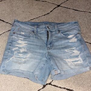 American Eagle Outfitters Light Blue Ripped Jean Shorts